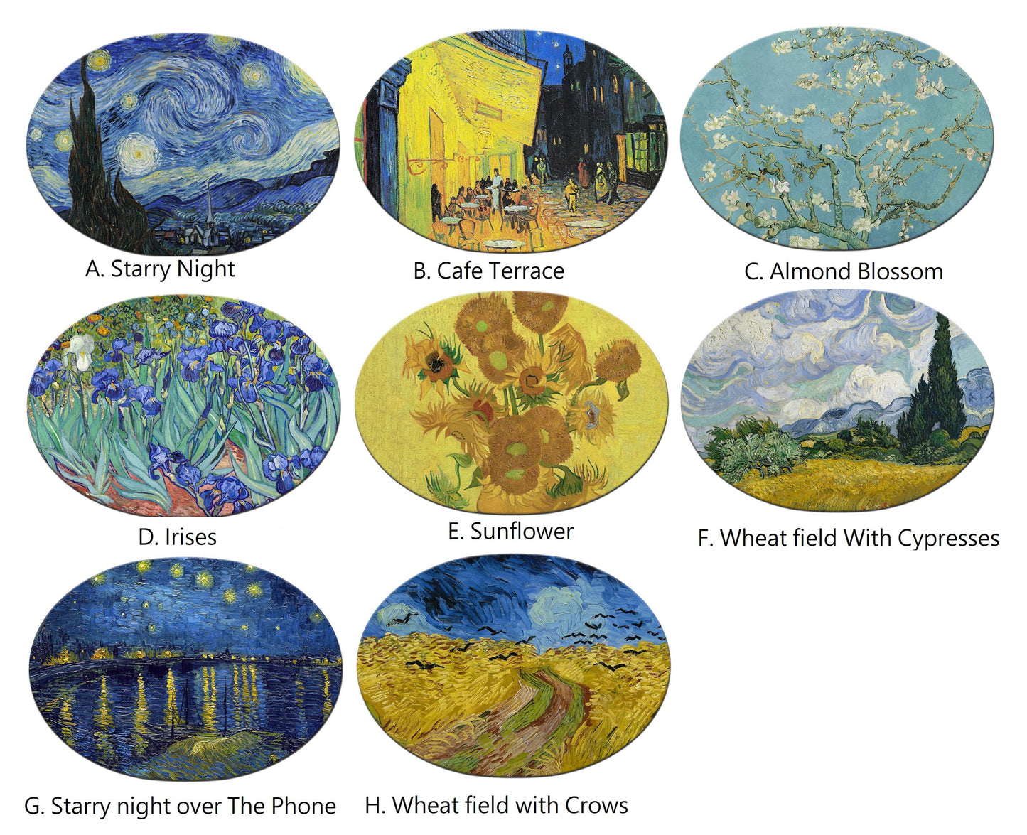 Van Gogh Round Placemats For Round Tables Tactile Basket Texture Hem Edges Waterproof Non slip Sturdy, Flexible.