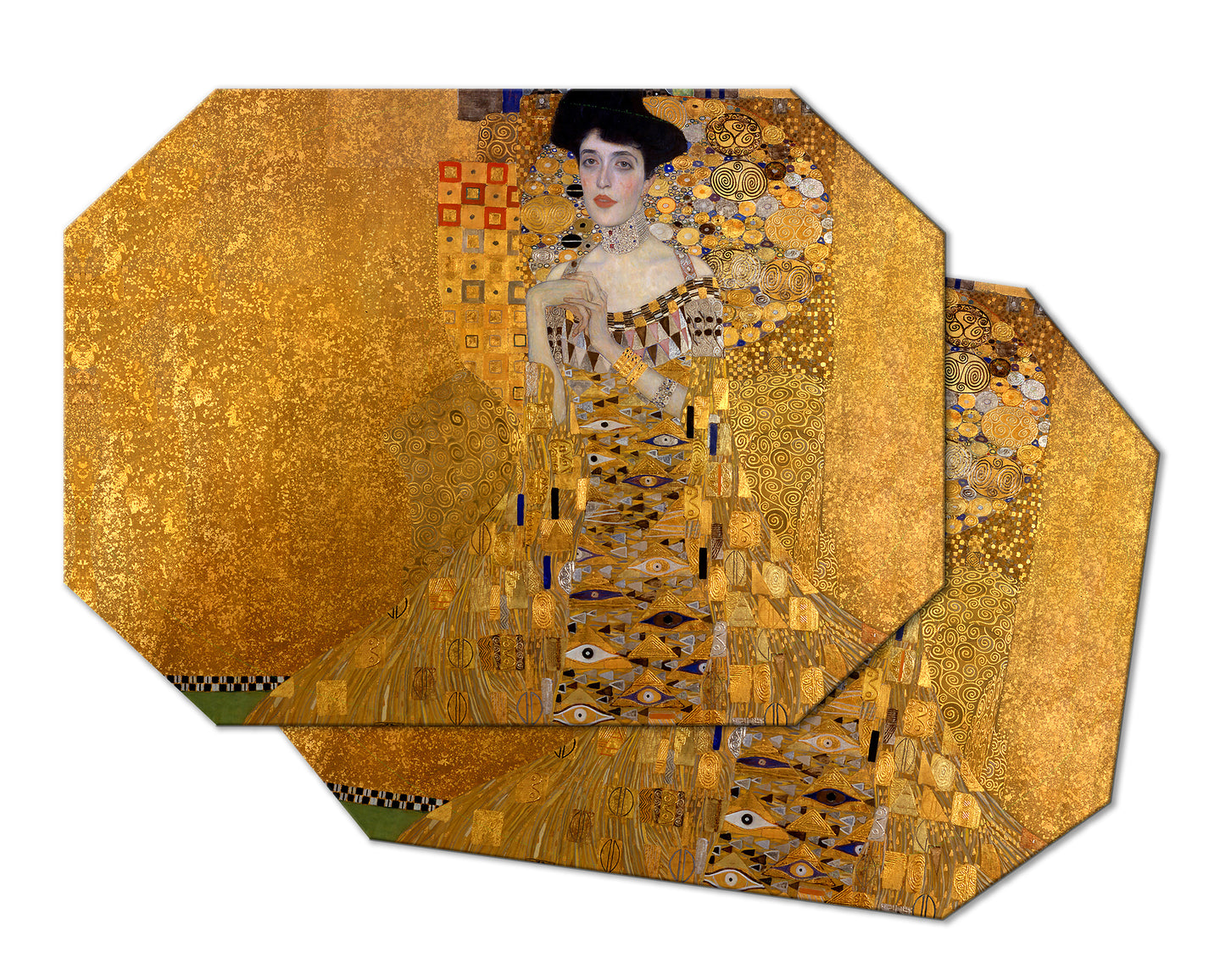 Gustav Klimt Adele Bloch Bauer Placemat With Tactile Basket Texture On Top Turned Edge
