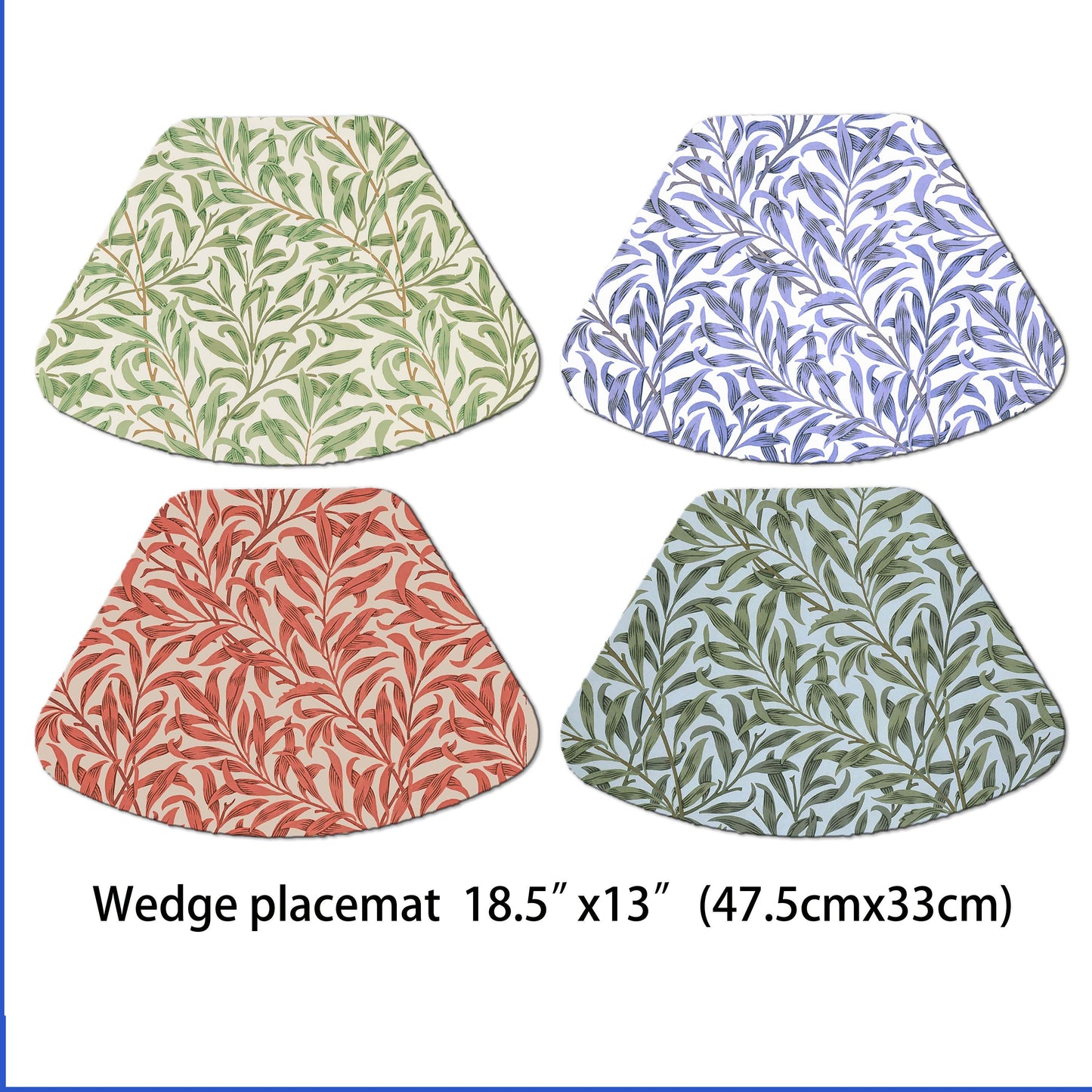 William Morris Willow Bough Placemats Tactile Basket Texture Turned Edges , Waterproof Non slip Wipe Clean