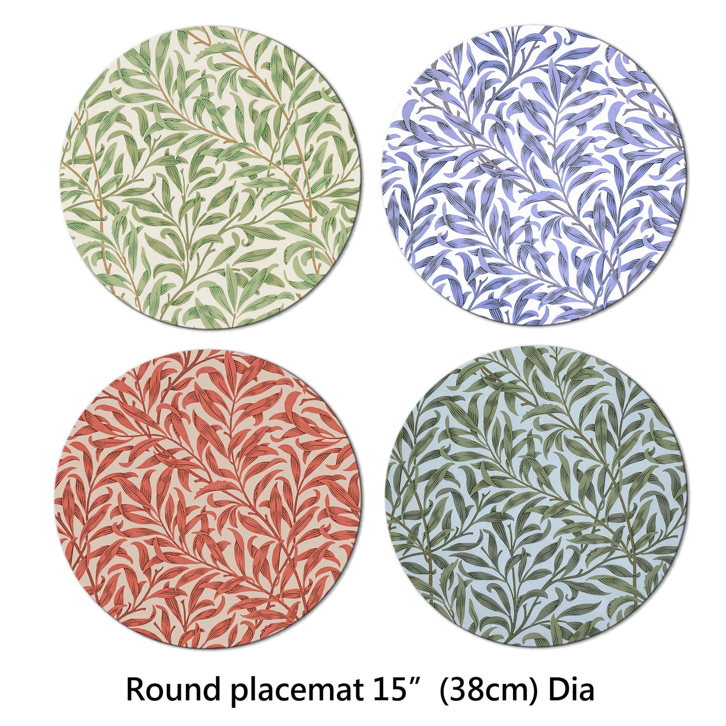William Morris Willow Bough Placemats Tactile Basket Texture Turned Edges , Waterproof Non slip Wipe Clean