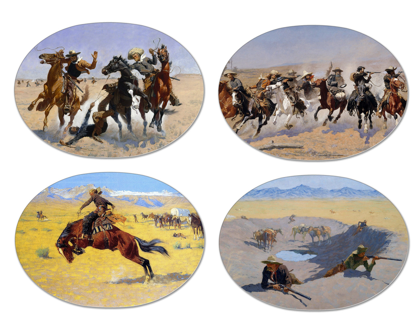 Wild West Placemats Frederic Remington Painting Basket Texture To The Touch Turned Hem Edges , Waterproof Non Slip Wipe Clean