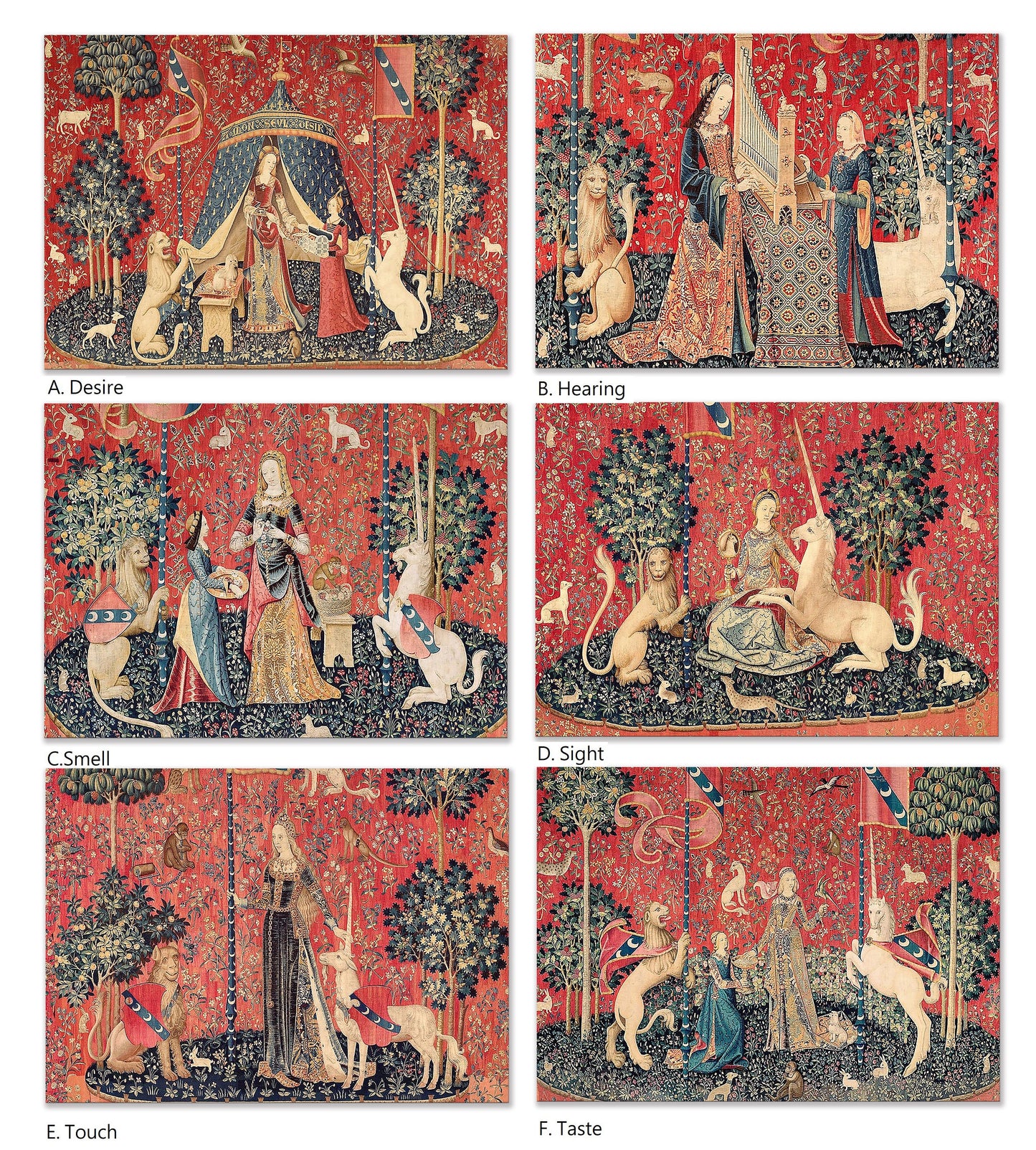 The Lady And The Unicorn Placemats For Round Tables Tactile Basket Texture Hemmed Edges, Waterproof Big, Sturdy, Flexible.