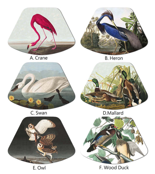 Audubon Bird Placemats For Round Tables Tactile Basket Texture Turned Hem Edges , Waterproof Non Slip Wipe Clean