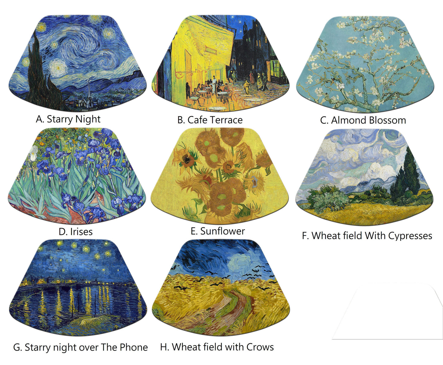 Van Gogh Wedge Placemats For Round Tables Tactile Basket Texture Hemmed Edge , Waterproof Sturdy, Flexible.