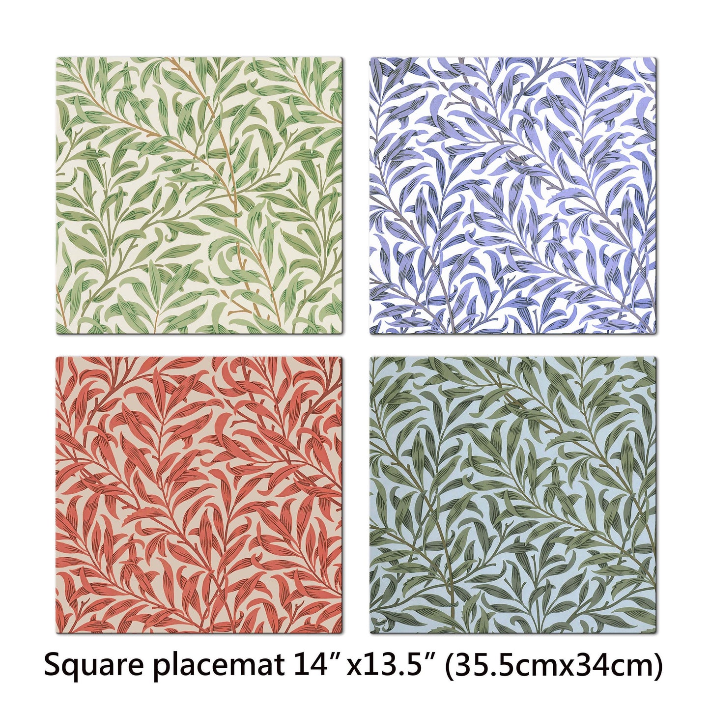 William Morris Willow Bough Placemats Tactile Basket Texture Turned Edges , Waterproof Non slip Wipe Clean