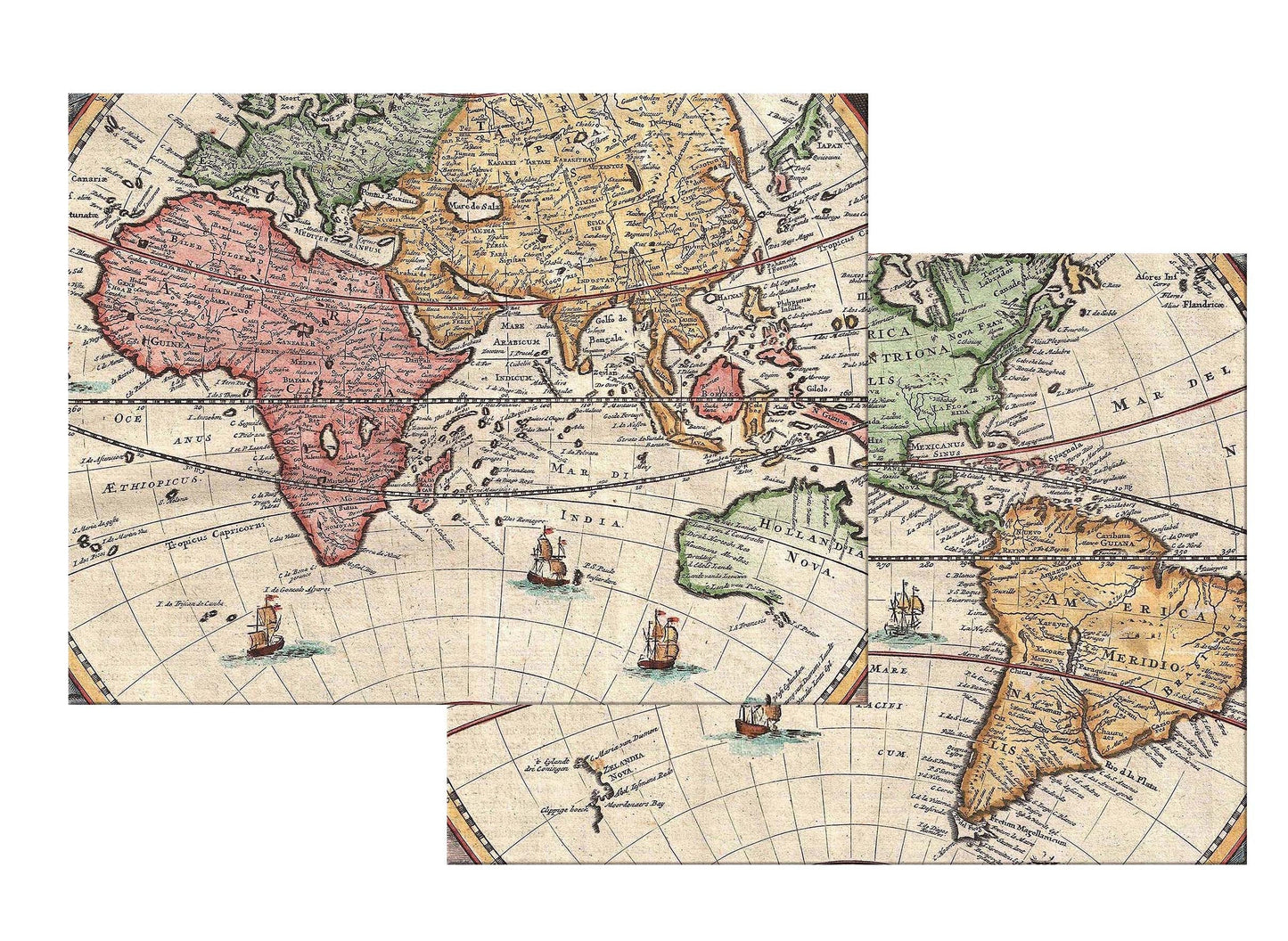 Vintage Map Wedge Placemats For Round Tables Tactile Basket texture Hemmed Edges , Waterproof Non slip.