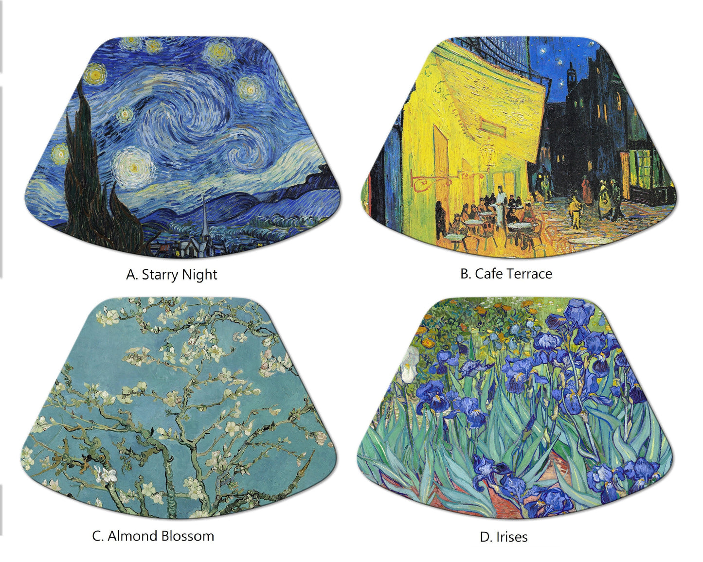 Van Gogh Wedge Placemats For Round Tables Tactile Basket Texture Hemmed Edge , Waterproof Sturdy, Flexible.