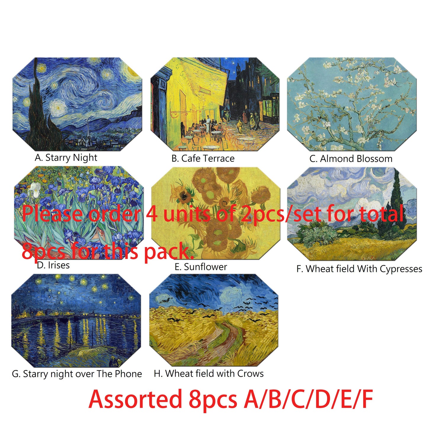 Van Gogh Round Placemats For Round Tables Tactile Basket Texture Hem Edges Waterproof Non slip Sturdy, Flexible.