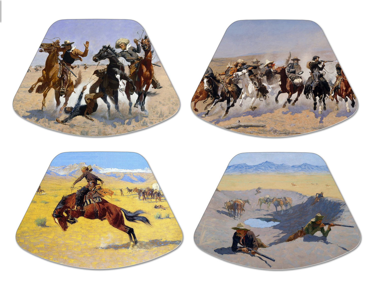 Wild West Placemats Frederic Remington Painting Basket Texture To The Touch Turned Hem Edges , Waterproof Non Slip Wipe Clean