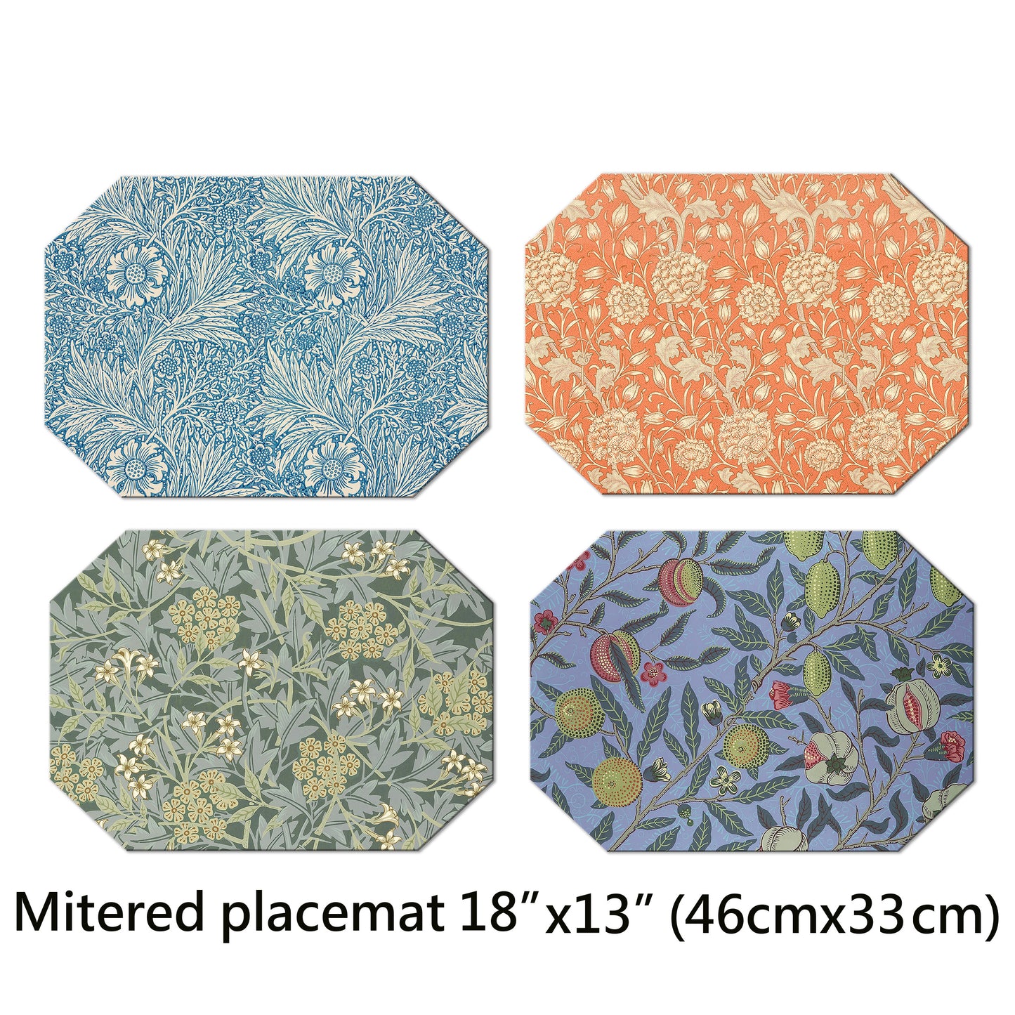 William Morris Placemat Set of 2 Tactile Basket Texture On Top Turned Edges