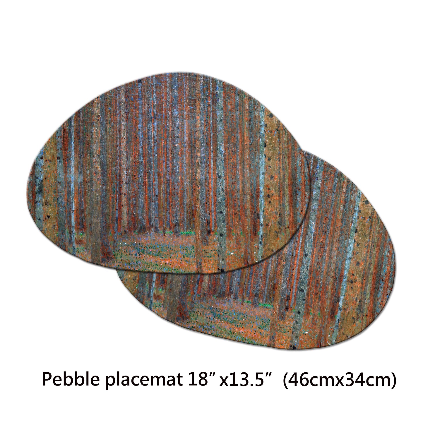 Klimt Pine Forest Placemat in Brown colors With Tactile Basket Texture On Top Turned Edge