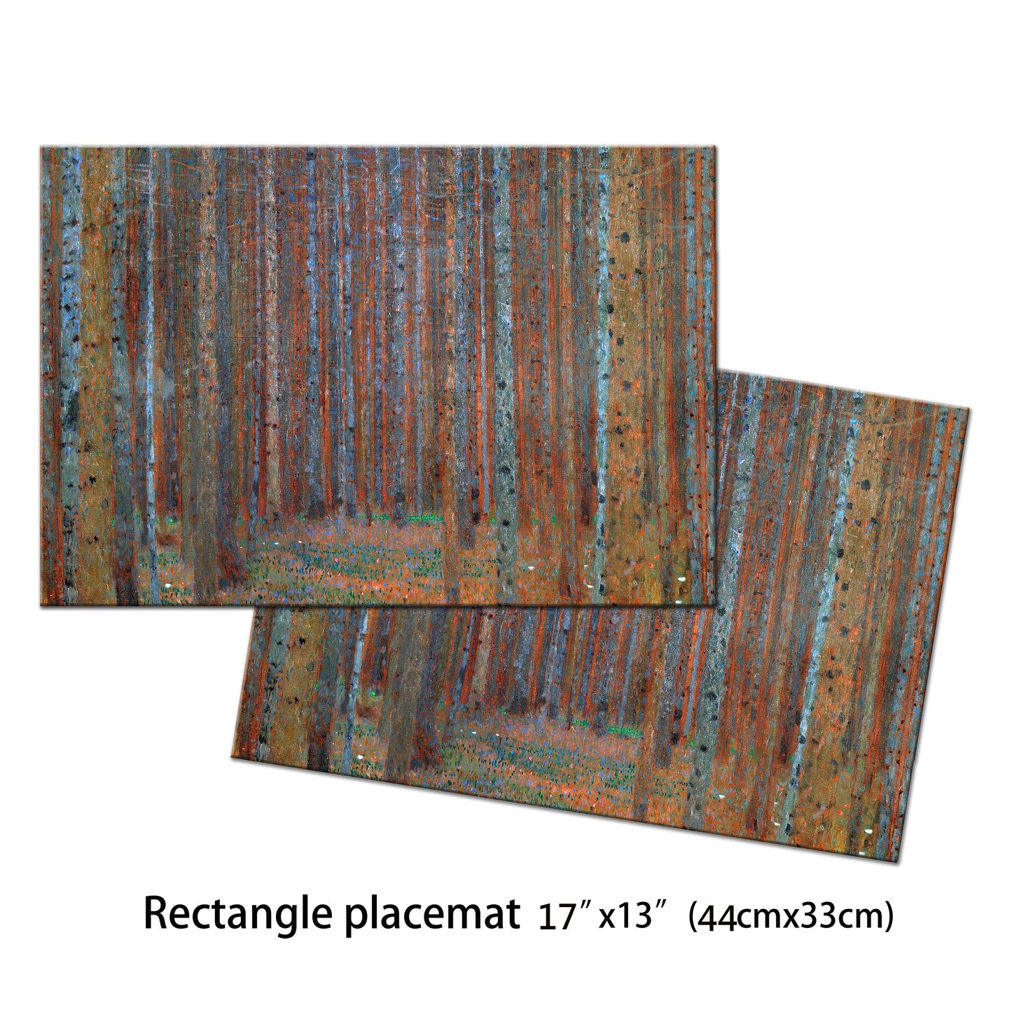 Klimt Pine Forest Placemat in Brown colors With Tactile Basket Texture On Top Turned Edge