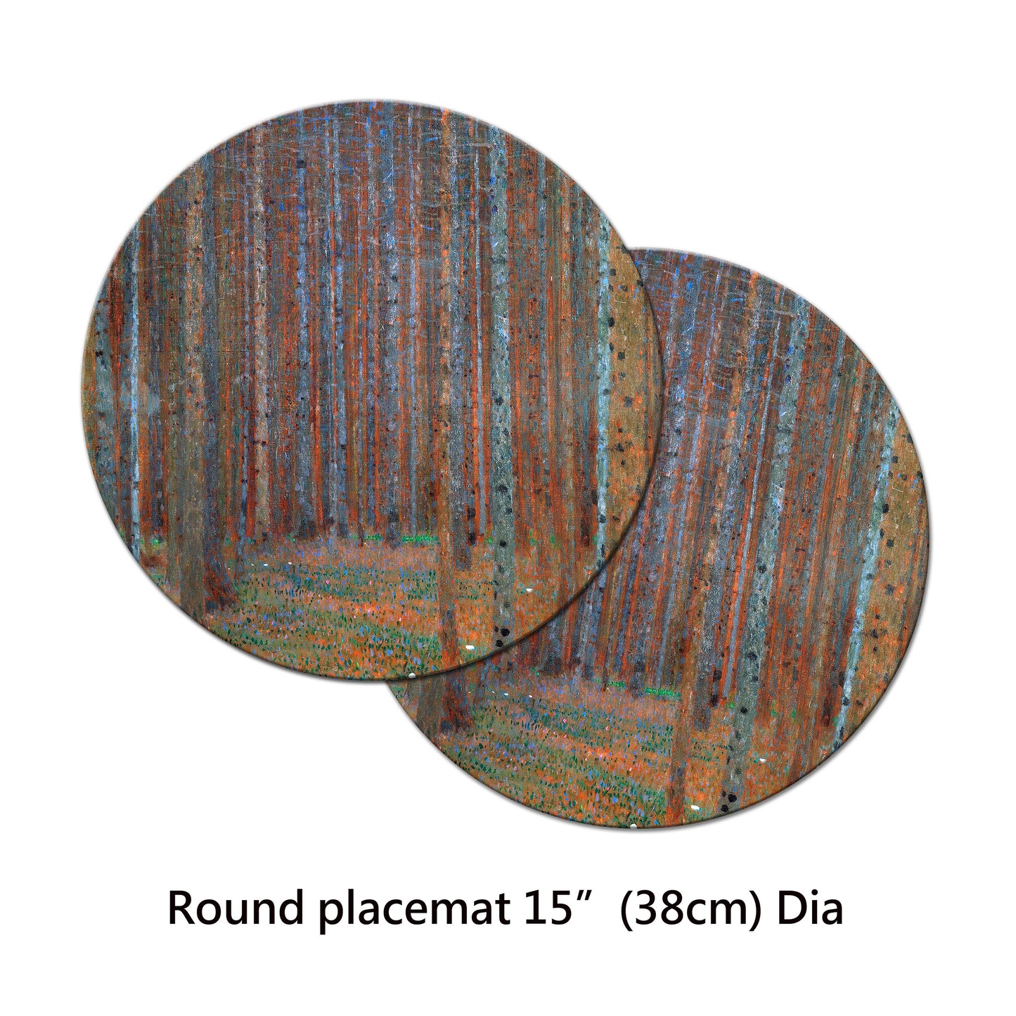 Klimt Pine Forest Placemat in Brown colors With Tactile Basket Texture On Top Turned Edge