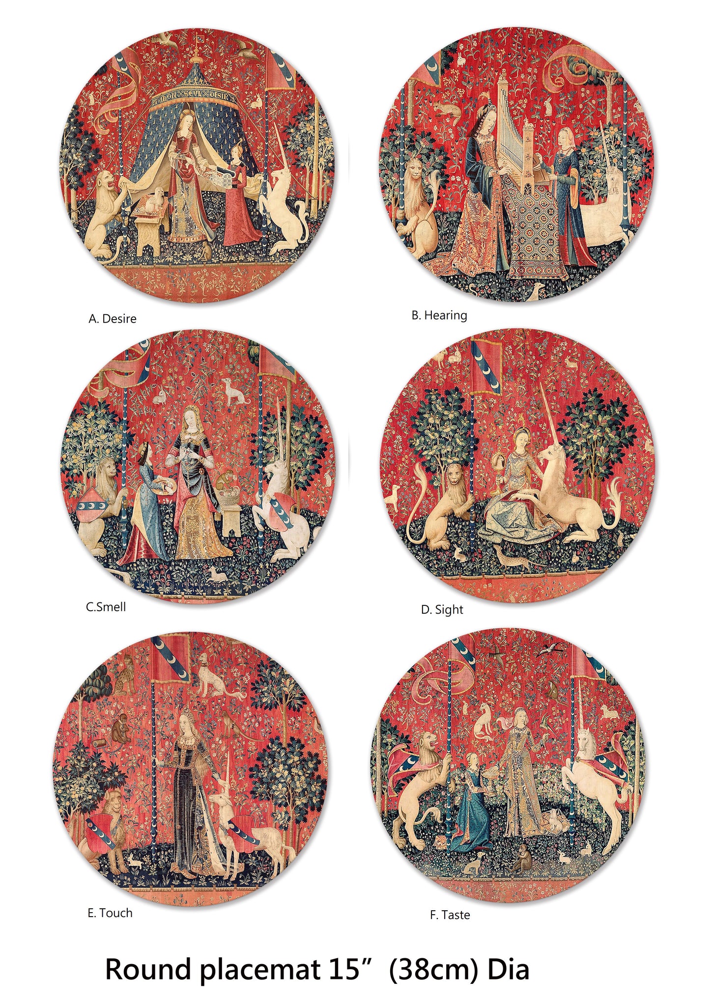 The lady and the Unicorn placemats set of 2