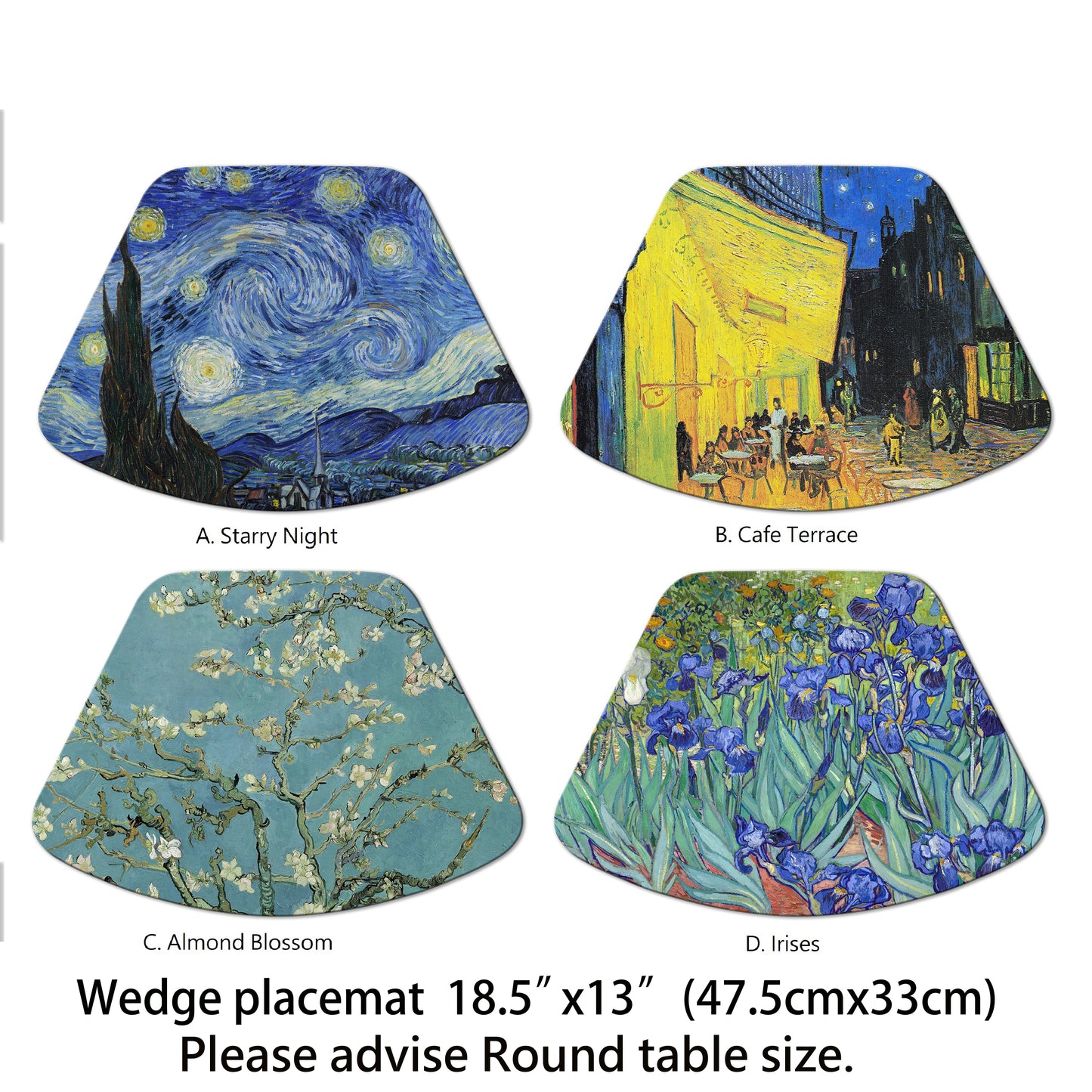 Van Gogh Oval Placemat Set of 2 Tactile Basket Texture on Top Turned Edges