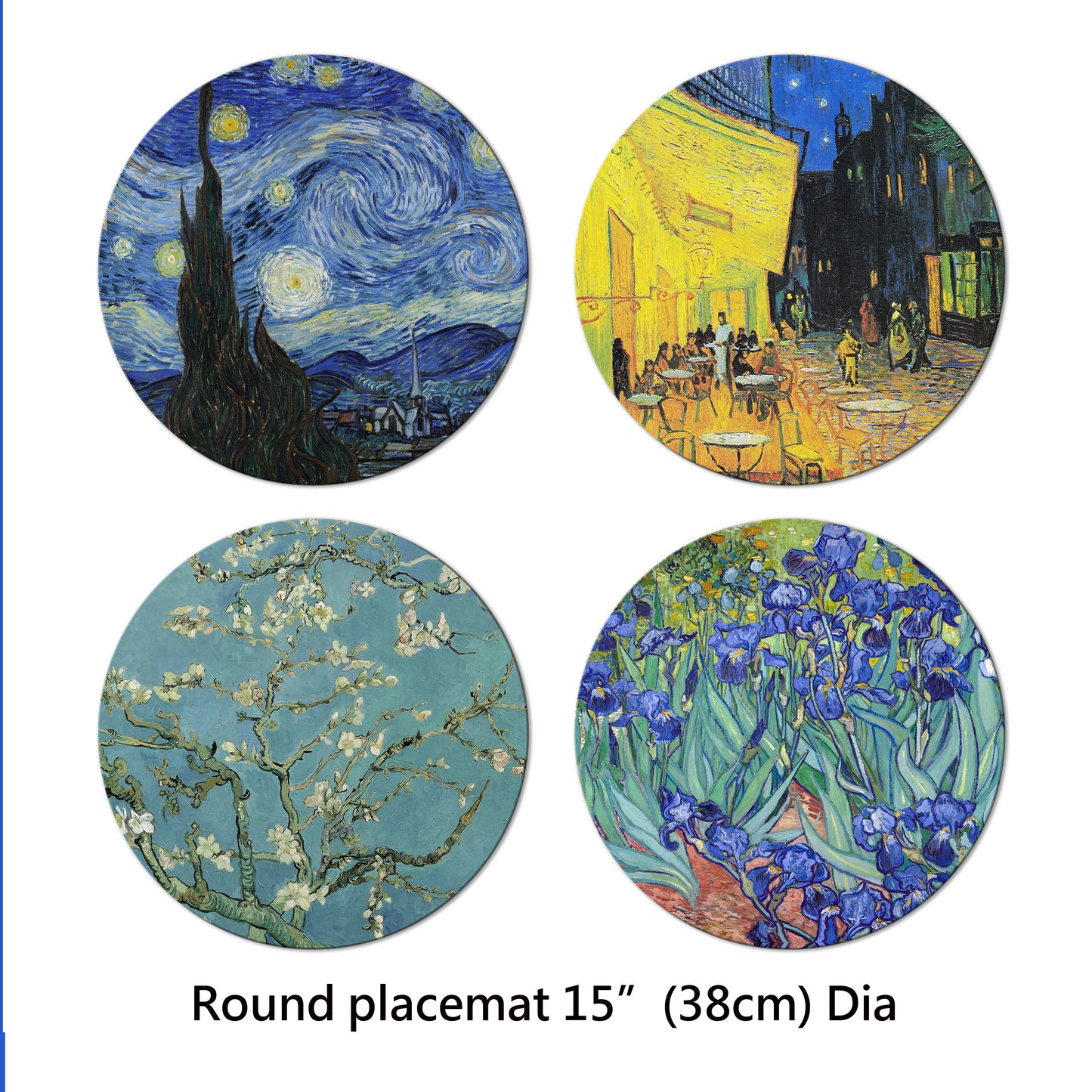 Van Gogh Oval Placemat Set of 2 Tactile Basket Texture on Top Turned Edges