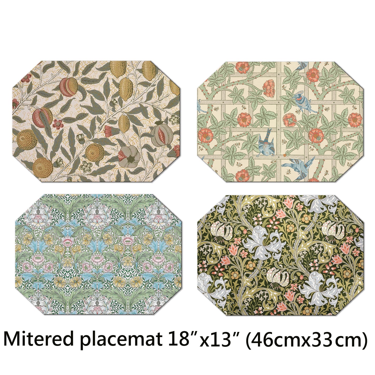 William Morris Art Placemat Set of 2 Wipe Clean Waterproof Slip Resistant