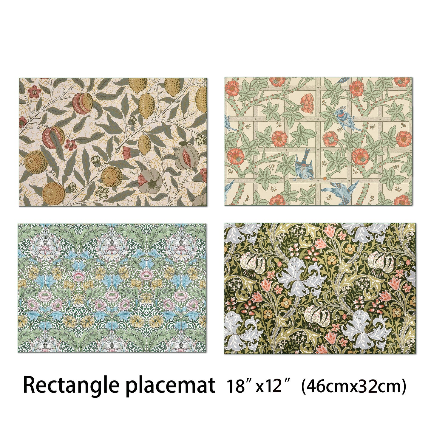 William Morris Art Placemat Set of 2 Wipe Clean Waterproof Slip Resistant