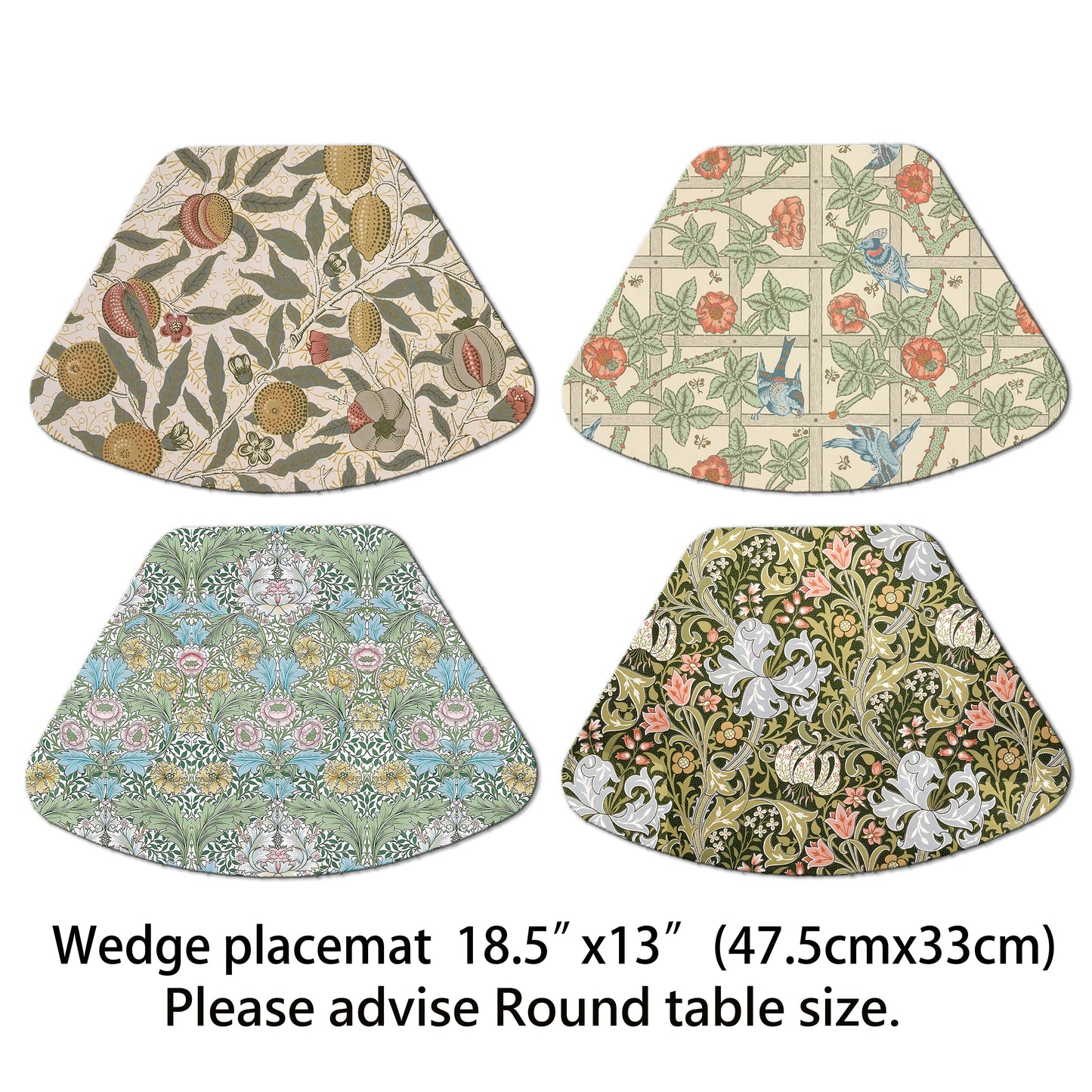 William Morris Art Placemat Set of 2 Wipe Clean Waterproof Slip Resistant