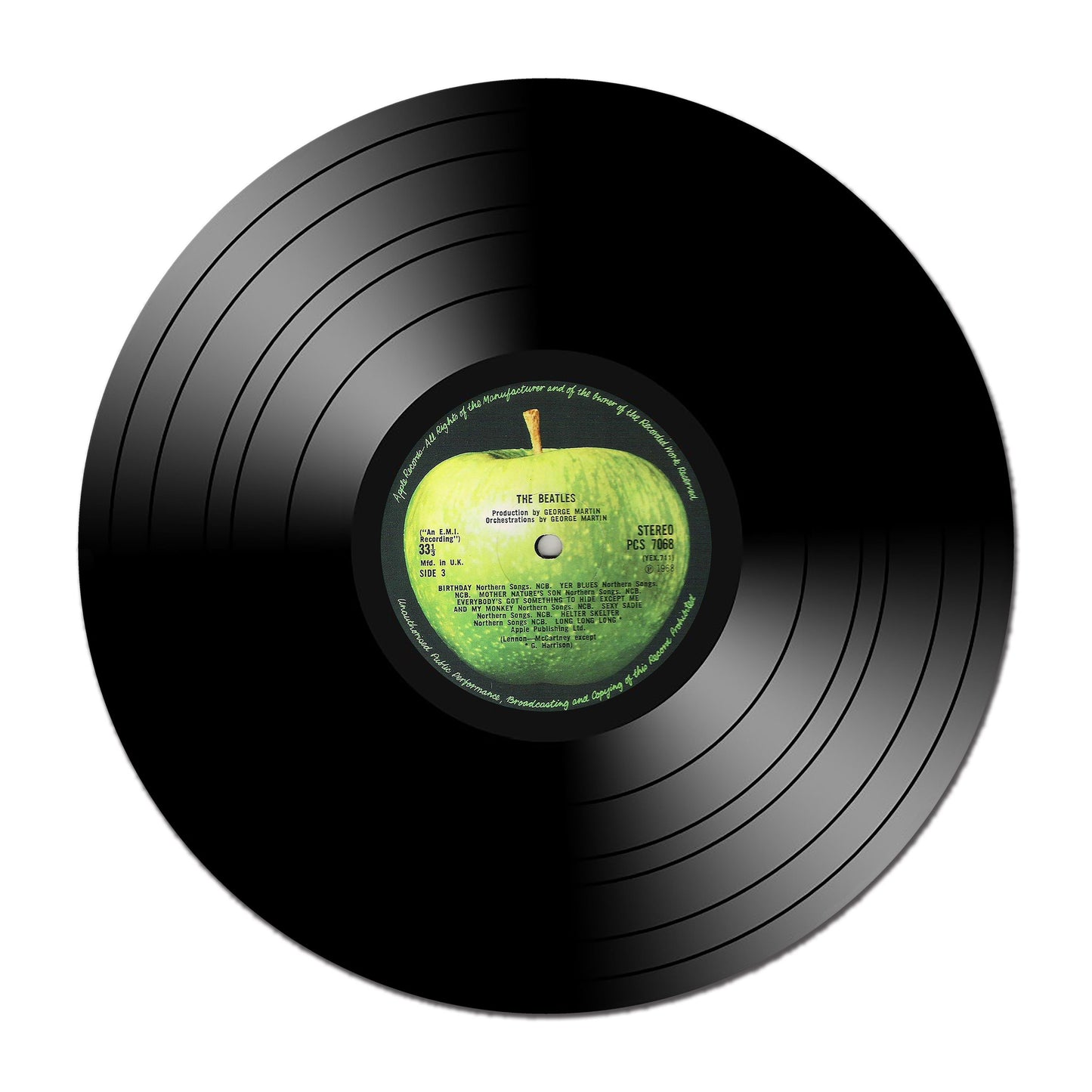 Vinyl Record Placemats 15“ The Beatles Vinyl Record Print Tactile Basket Texture Turned Hem Edges , Waterproof Non Slip