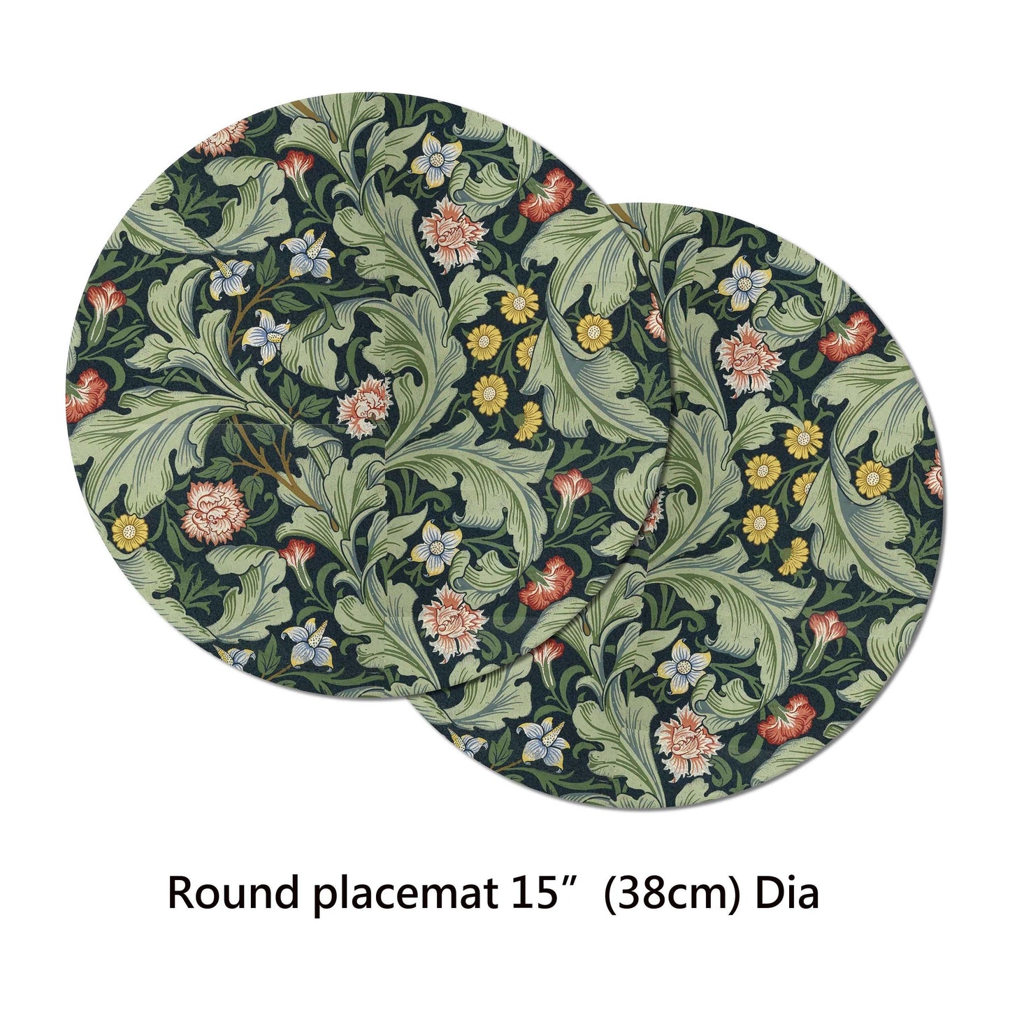 William Morris Leicester Placemat For Round Table Tactile Basket Texture Hemmed Edges Waterproof Non Slip, Sturdy, Flexible.