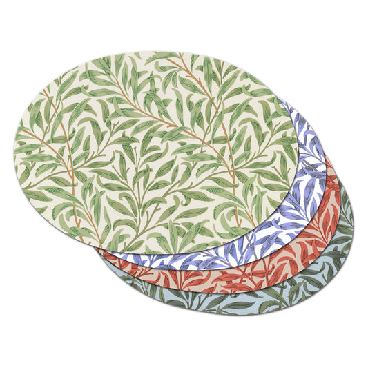 William Morris Willow Bough  Placemats Tactile Basket Texture Turned Edges , Waterproof Non slip Wipe Clean