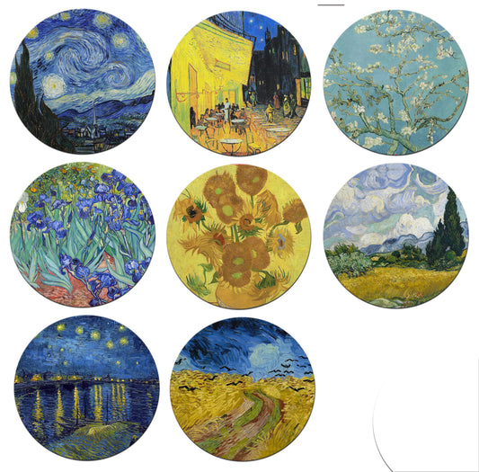 Van Gogh Round  Placemats For Round Tables Tactile Basket Texture Hem Edges Waterproof Non slip Sturdy, Flexible.