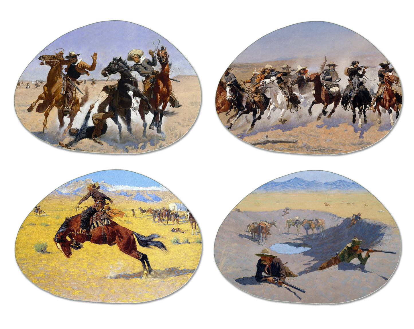 Wild West Placemats Frederic Remington Painting Basket Texture To The Touch Turned Hem Edges , Waterproof Non Slip Wipe Clean