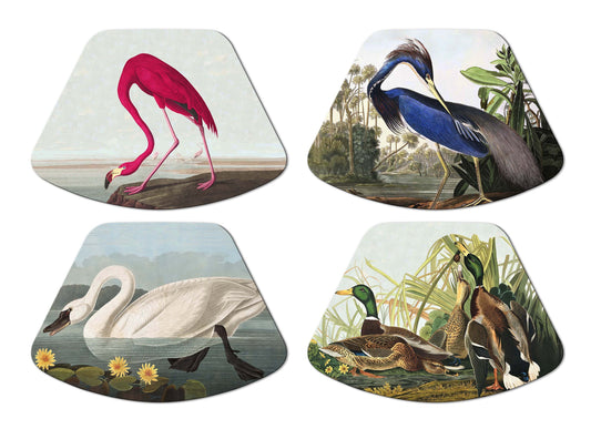 Audubon Bird Placemats For Round Tables Tactile Basket Texture Turned Hem Edges , Waterproof Non Slip Wipe Clean
