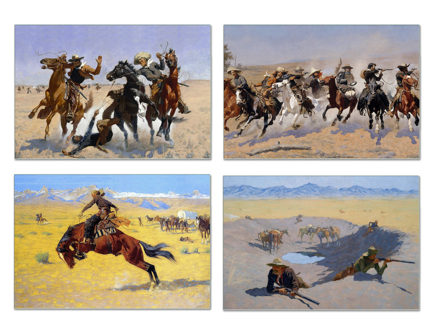 Wild West Placemats Frederic Remington Painting Basket Texture To The Touch Turned Hem Edges , Waterproof Non Slip Wipe Clean