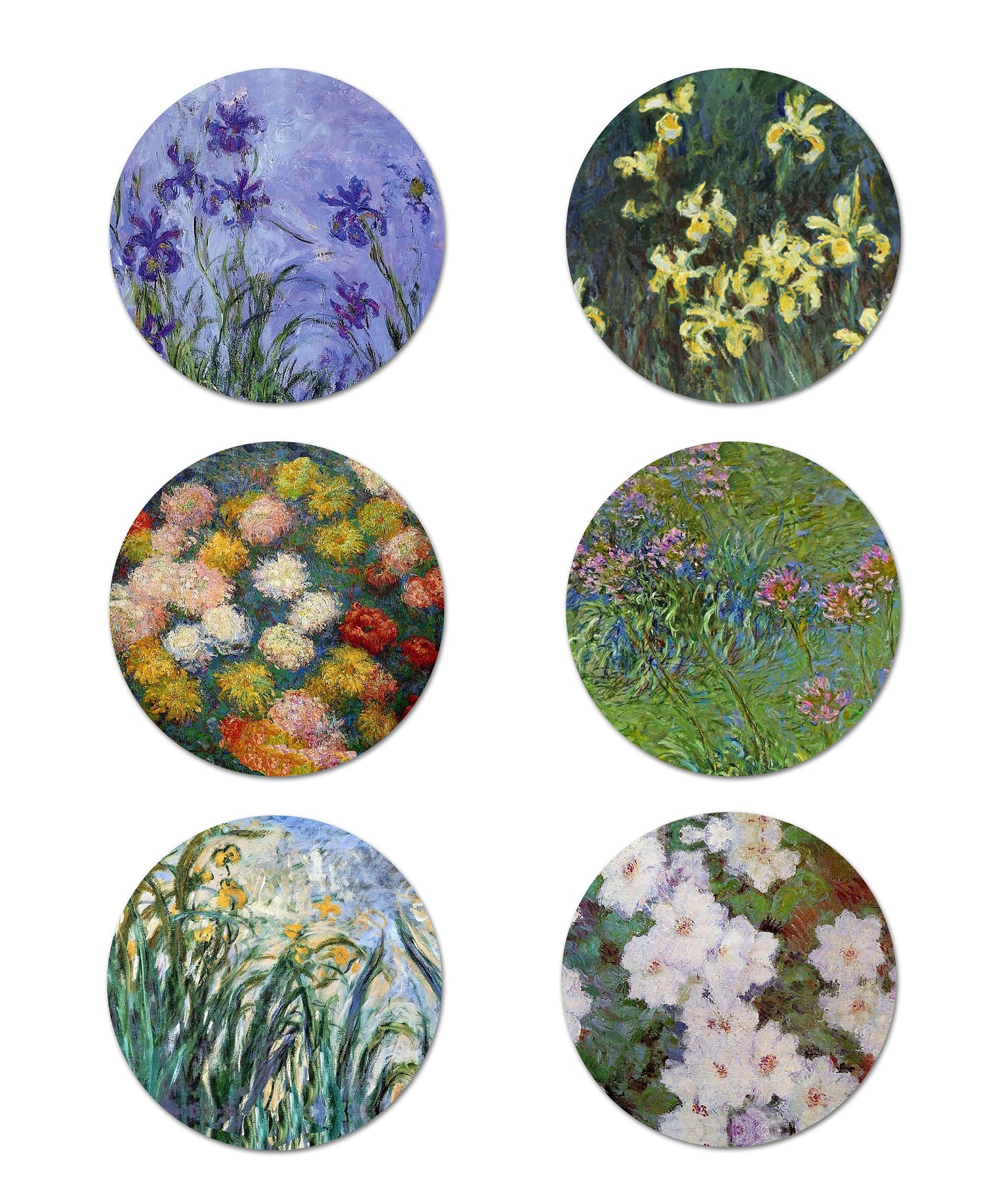 Claude Monet Flower Placemats For Round Tables Tactile Basket Texture Hemmed Edge , Waterproof Sturdy, Flexible.MC4