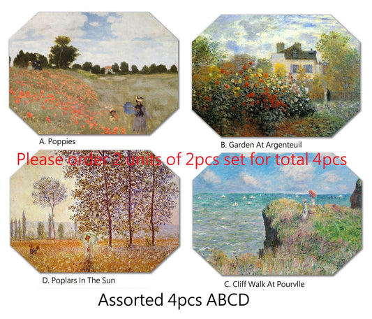 Claude Monet  Placemats For Round Tables Tactile Basket Texture Hemmed Edge , Waterproof Sturdy, Flexible.MC4