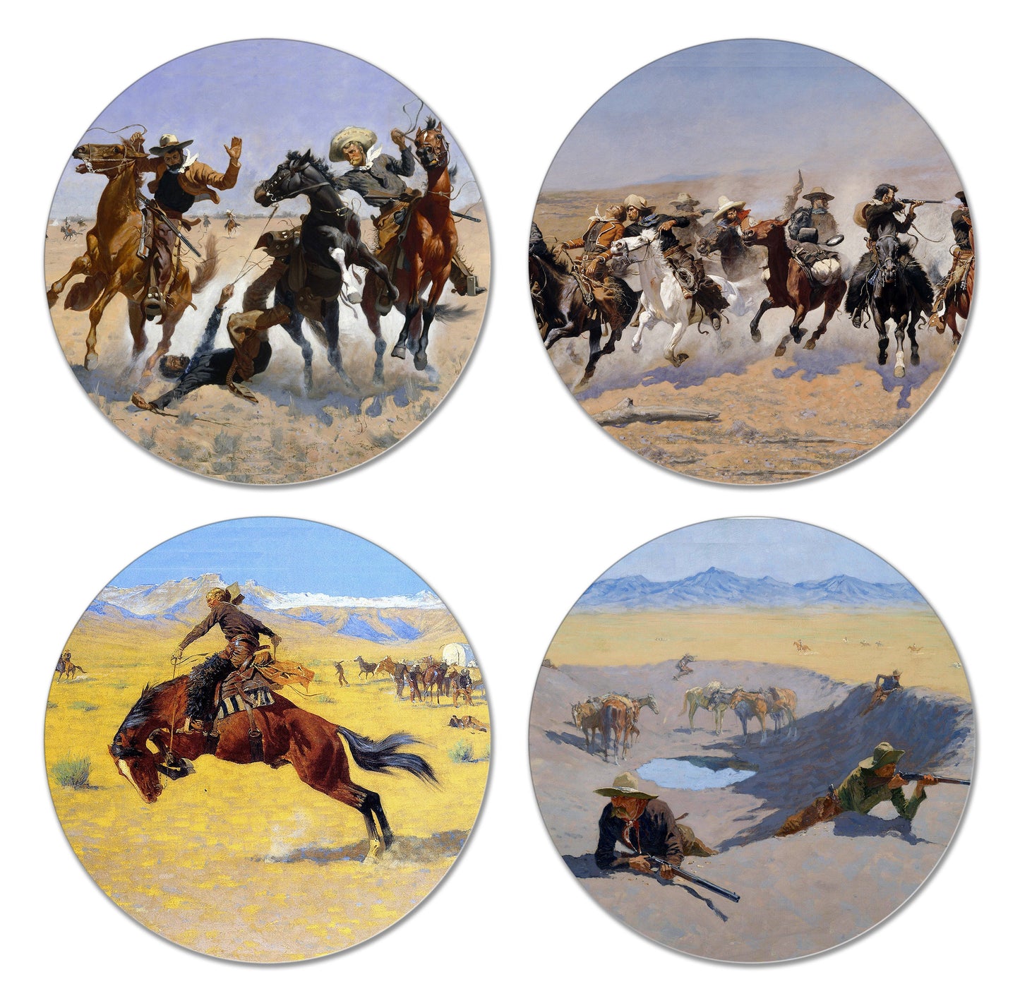 Wild West Placemats Frederic Remington Painting Basket Texture To The Touch Turned Hem Edges , Waterproof Non Slip Wipe Clean