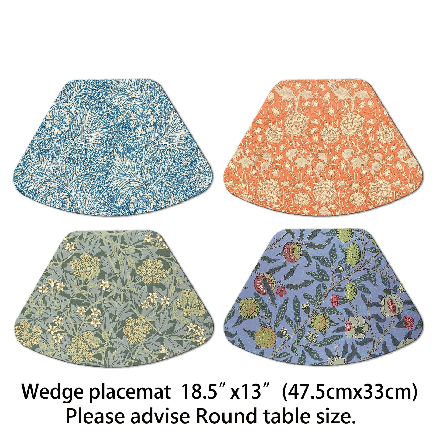 William Morris Placemat Set of 2 Tactile Basket Texture On Top  Turned Edges