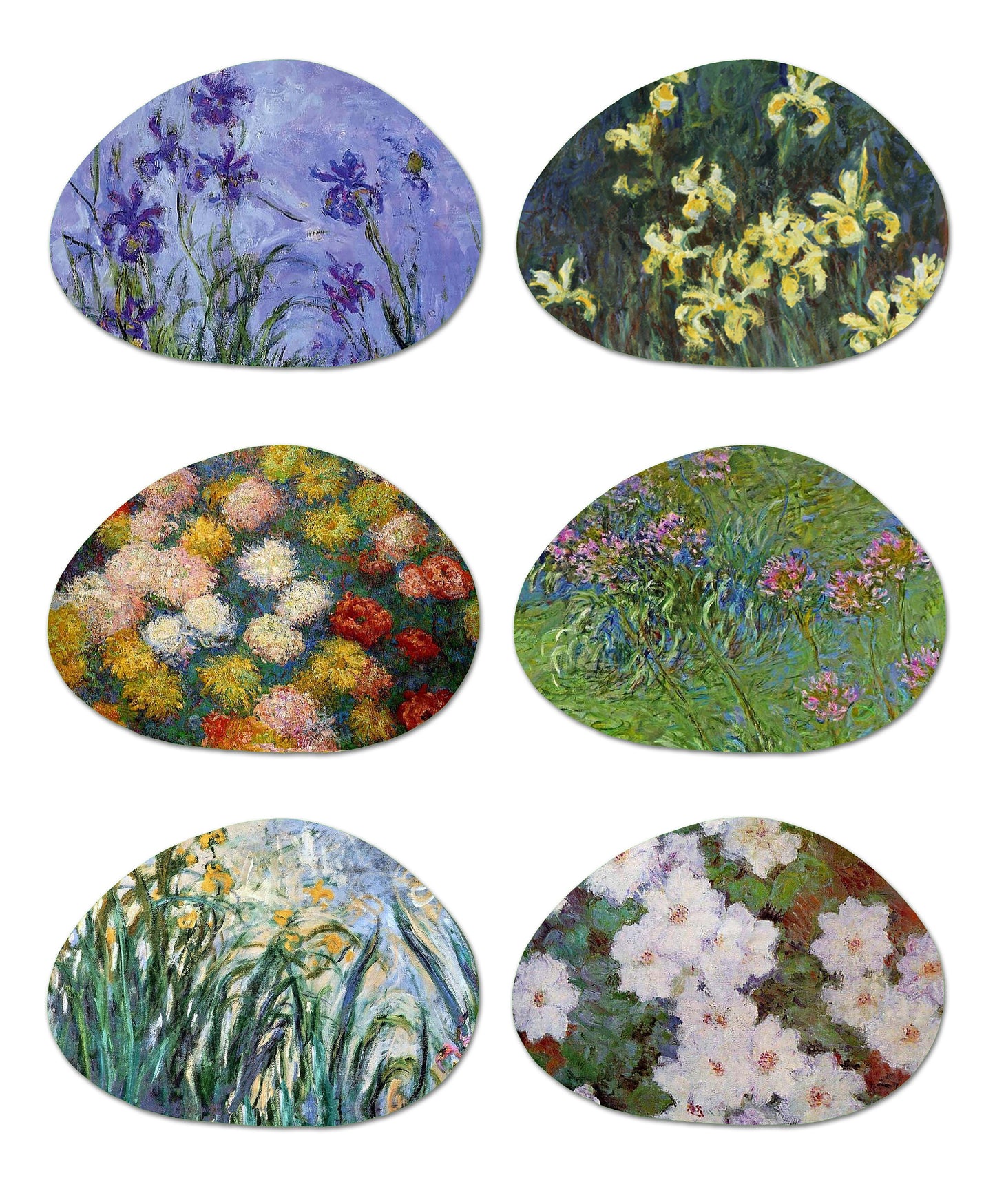 Claude Monet Flower Placemats For Round Tables Tactile Basket Texture Hemmed Edge , Waterproof Sturdy, Flexible.MC4