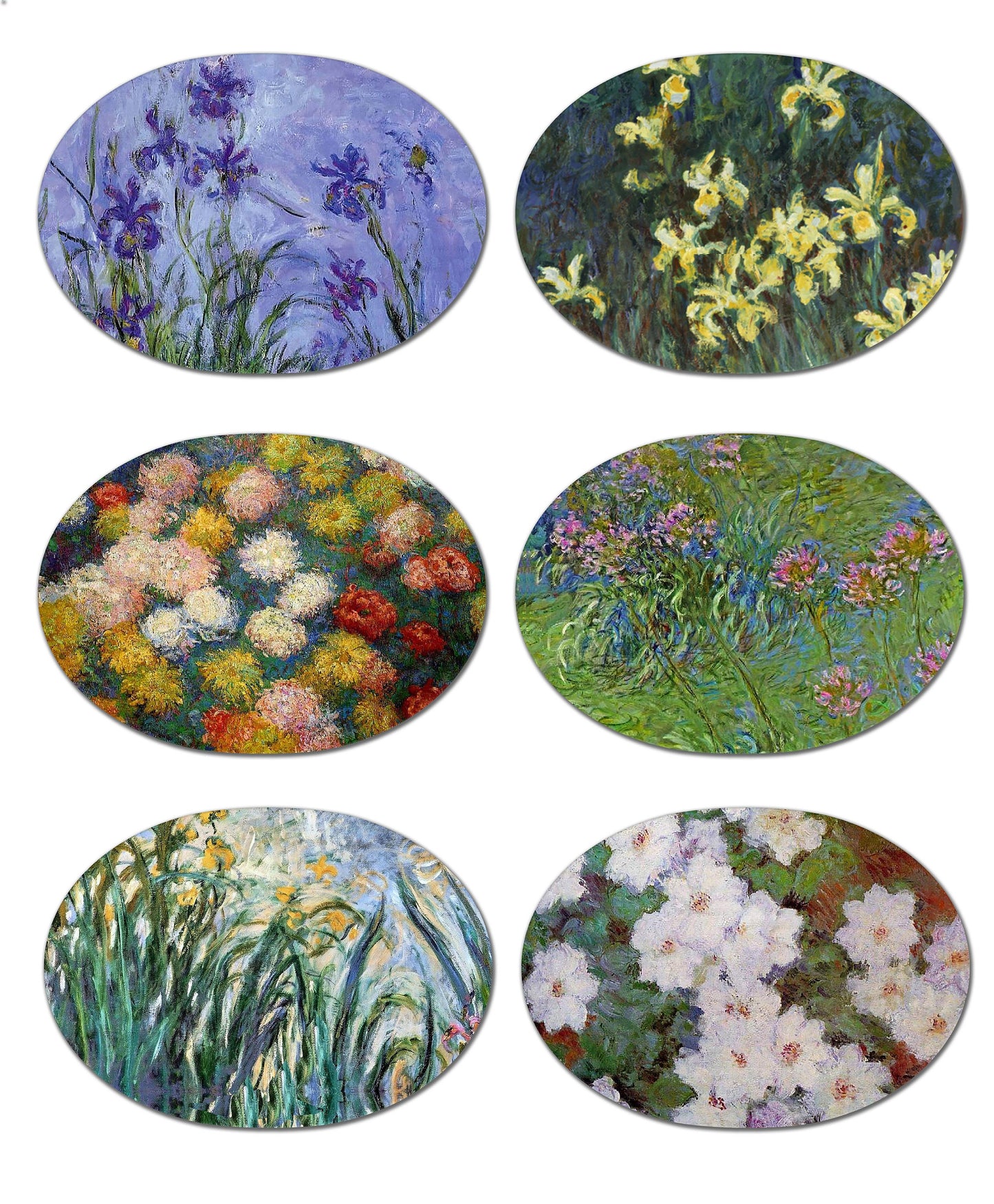 Claude Monet Flower Placemats For Round Tables Tactile Basket Texture Hemmed Edge , Waterproof Sturdy, Flexible.MC4
