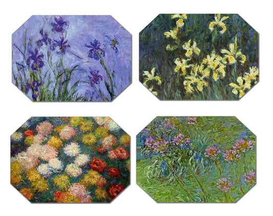 Claude Monet Flower Placemats For Round Tables Tactile Basket Texture Hemmed Edge , Waterproof Sturdy, Flexible.MC4