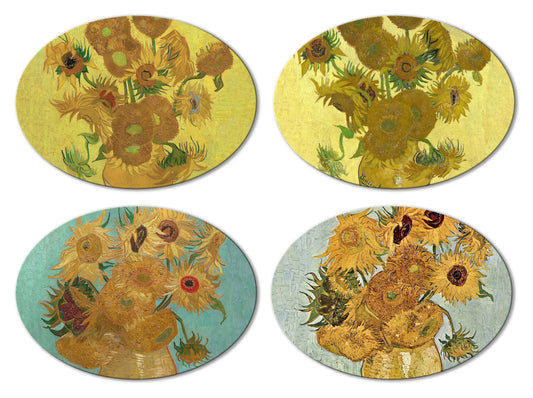 Van Gogh Sunflower Placemats For Round Tables Tactile Basket Textured Turned Hem Edge , Waterproof Sturdy, Flexible.