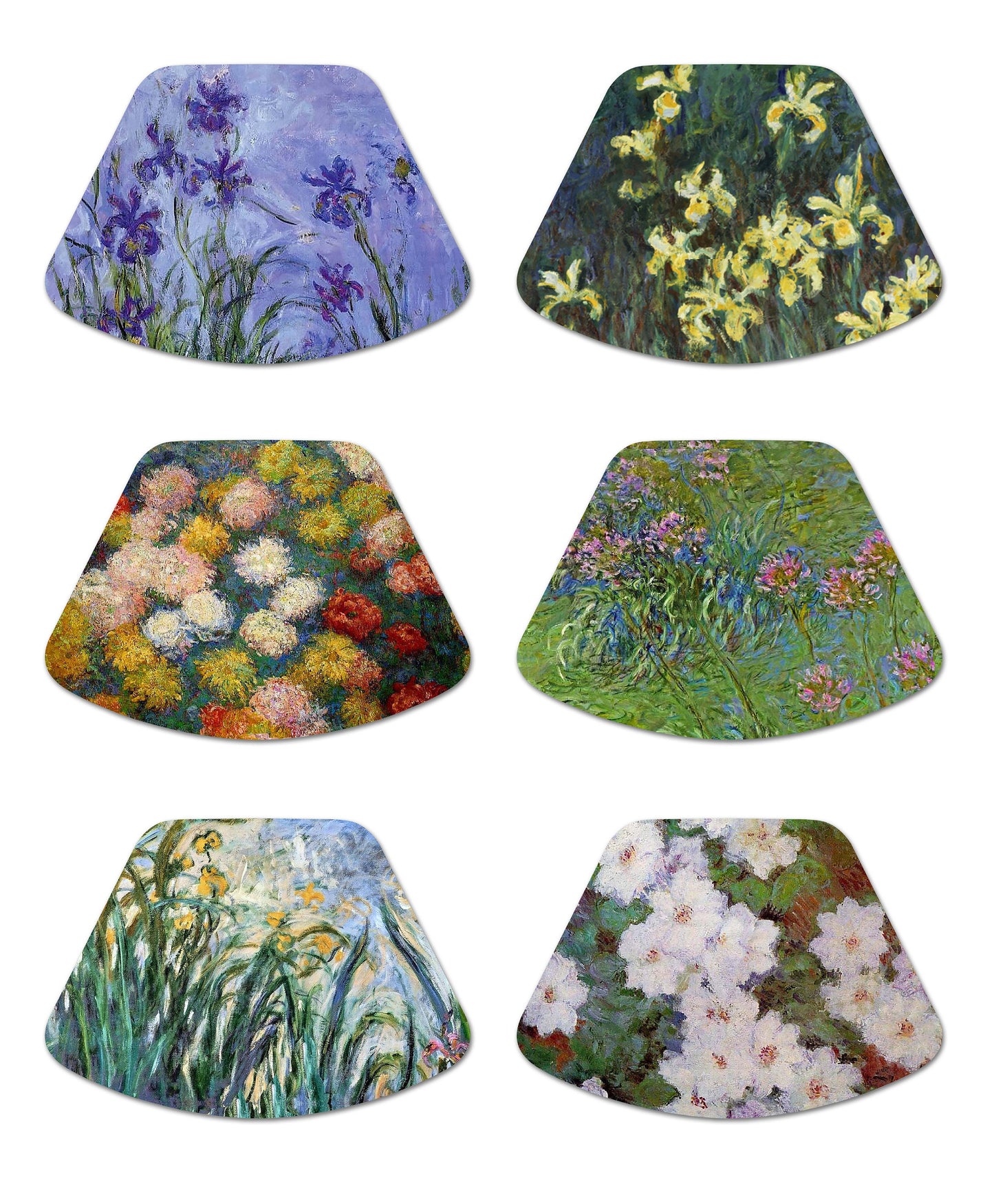 Claude Monet Flower Placemats For Round Tables Tactile Basket Texture Hemmed Edge , Waterproof Sturdy, Flexible.MC4
