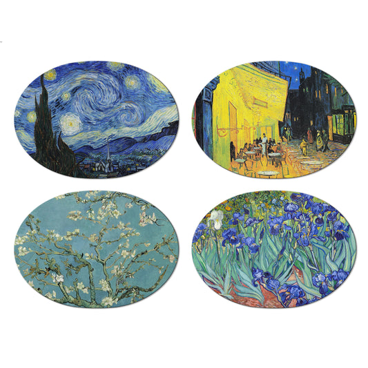 Van Gogh Oval Placemat Set of 2 Tactile Basket Texture on Top Turned Edges