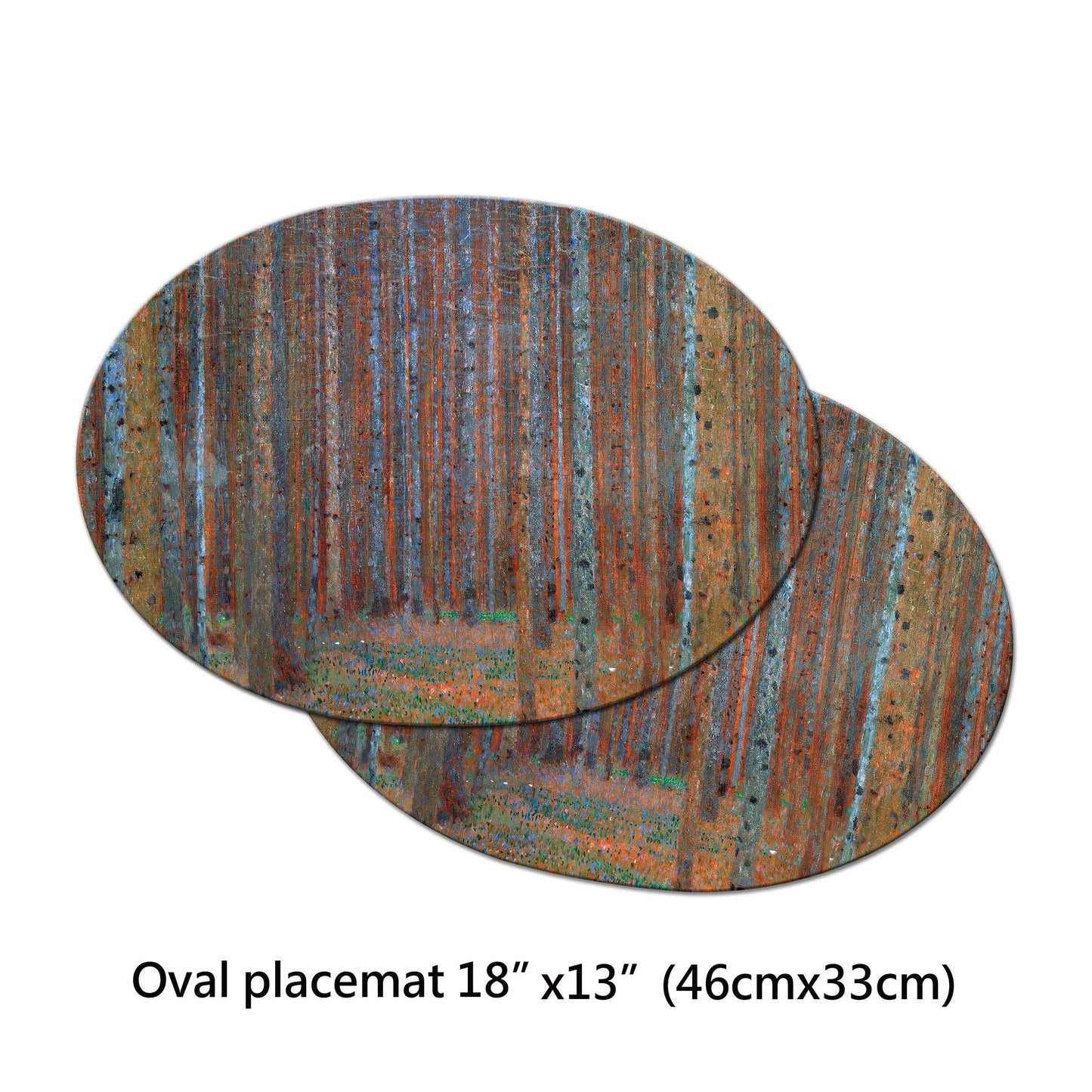 Klimt Pine Forest Placemat in Brown colors With Tactile Basket Texture On Top Turned Edge