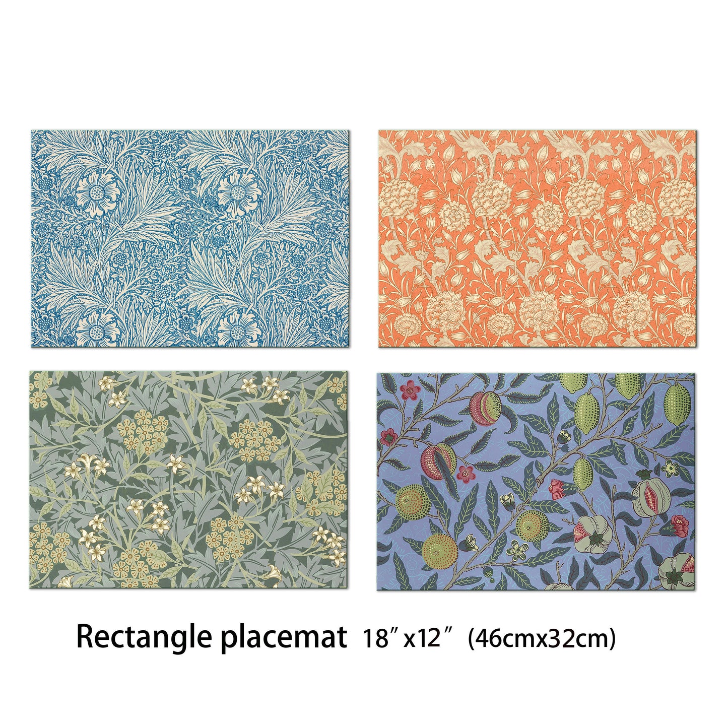 William Morris Placemat Set of 2 Tactile Basket Texture On Top  Turned Edges