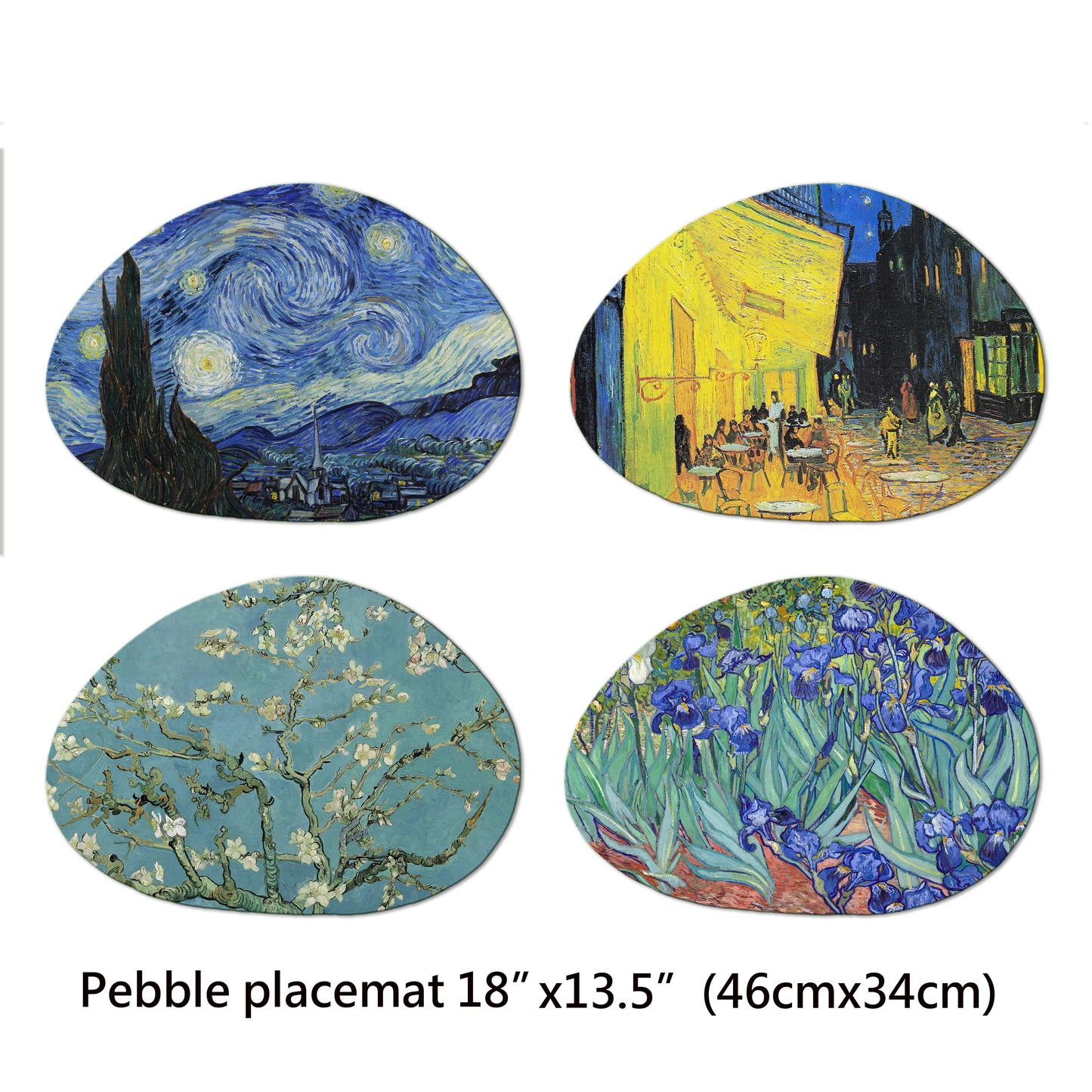 Van Gogh Oval Placemat Set of 2 Tactile Basket Texture on Top Turned Edges