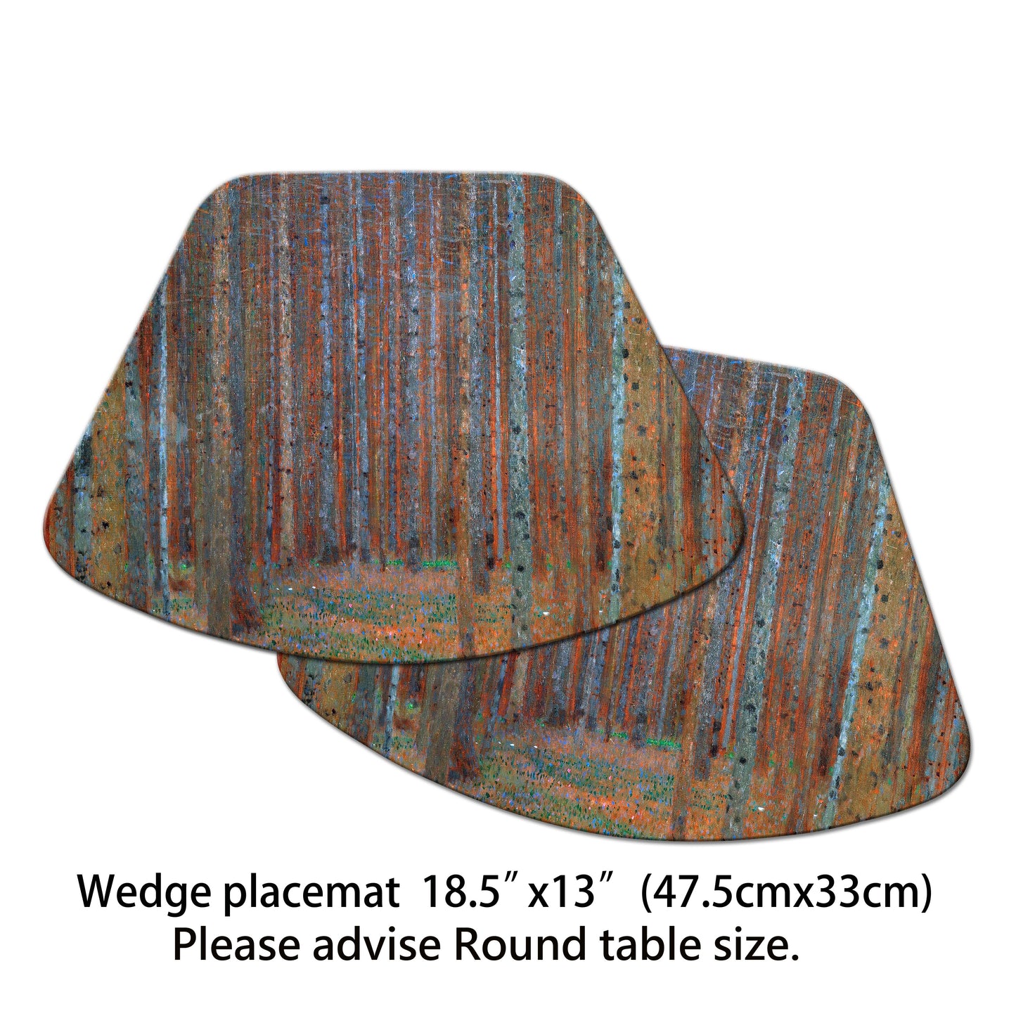 Klimt Pine Forest Placemat in Brown colors With Tactile Basket Texture On Top Turned Edge