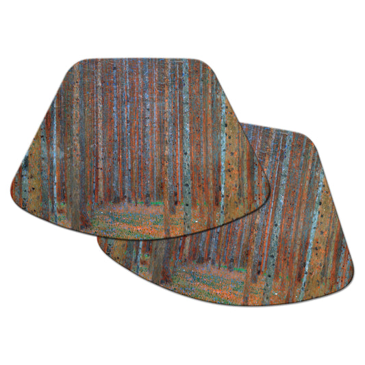 Klimt Pine Forest Placemat in Brown colors With Tactile Basket Texture On Top Turned Edge